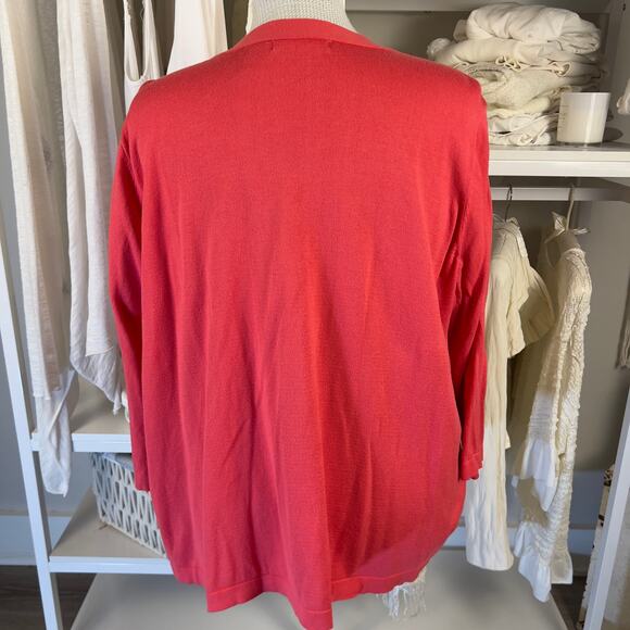 Woman within plus size 1X pink 3/4 sleeve cardigan with bow tie, Spring, #2401 - Picture 5 of 8